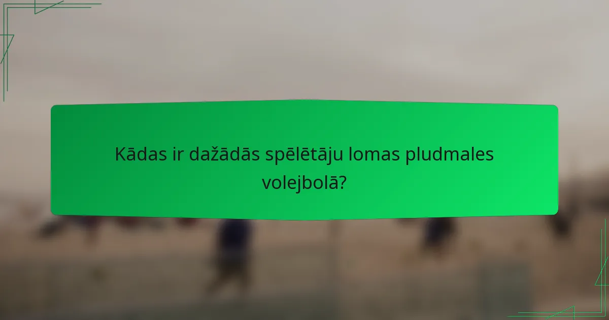 Kādas ir dažādās spēlētāju lomas pludmales volejbolā?
