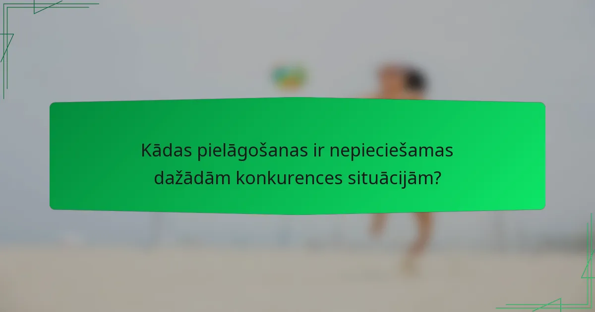 Kādas pielāgošanas ir nepieciešamas dažādām konkurences situācijām?